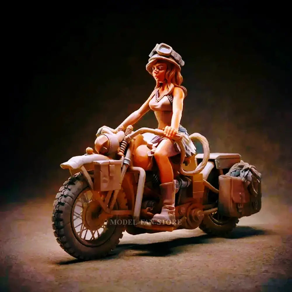 1/24 Resin Model Kit Beautiful Girl Motorcycle Speed Racer Unpainted Full Figure Scale