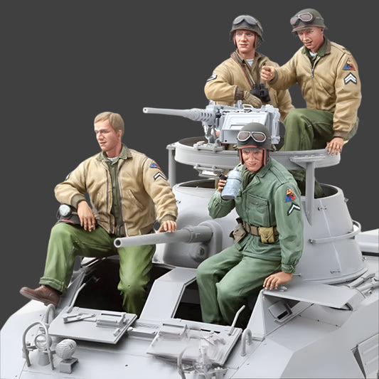 1/16 4pcs Resin Model Kit US Army Tank Crew WW2 (no tank) Unpainted