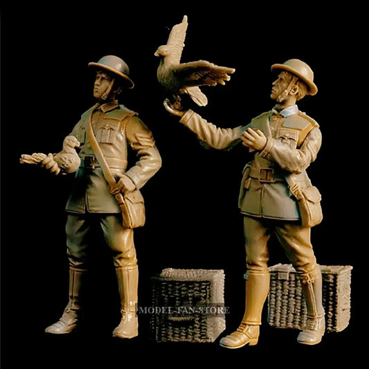 1/35 2Pcs Resin Model Kit British Soldiers Pigeon Post Ww1 Unpainted Full Figure Scale