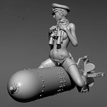 1/24 Resin Steampunk Model Kit Rocket Girl WW2 Uniform Pin Up YFWW-2079 Unpainted