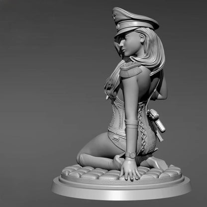 1/24 Resin Steampunk Model Kit Beautiful Girl WW2 Uniform Pin Up YFWW-2078 Unpainted