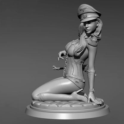 1/24 Resin Steampunk Model Kit Beautiful Girl WW2 Uniform Pin Up YFWW-2078 Unpainted