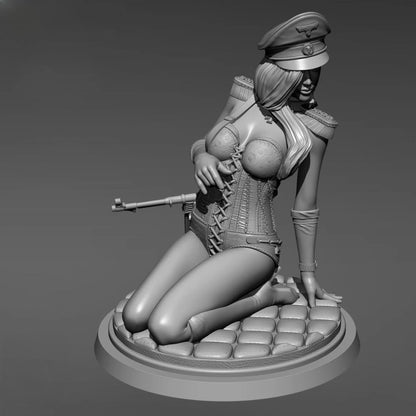 1/35 Resin Steampunk Model Kit Beautiful Girl WW2 Uniform Pin Up YFWW-2097 Unpainted