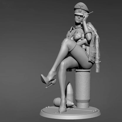 1/24 Resin Steampunk Model Kit Beautiful Girl WW2 Uniform Pin Up YFWW-2073 Unpainted