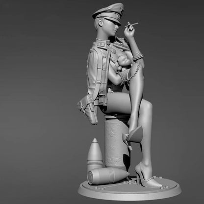 1/18 Resin Model Kit Beautiful Girl German Officer WW2 Uniform Pin Up Unpainted