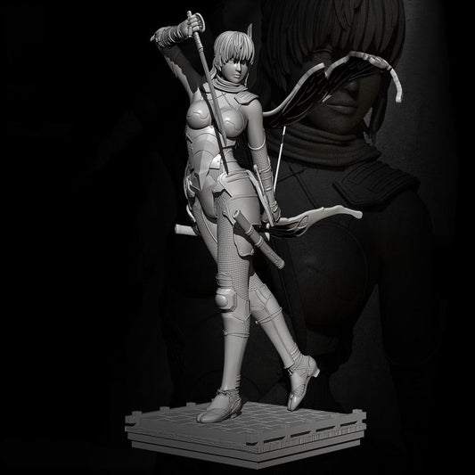 1/24 75mm Resin Model Kit Beautiful Girl Woman Swordsman TD-2760 Unpainted