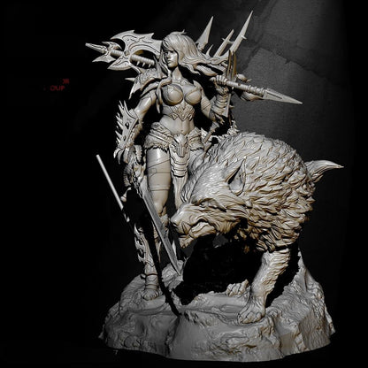 1/24 85mm Resin Model Kit Beautiful Girl Barbarian and Wolf TD-2677 Unpainted