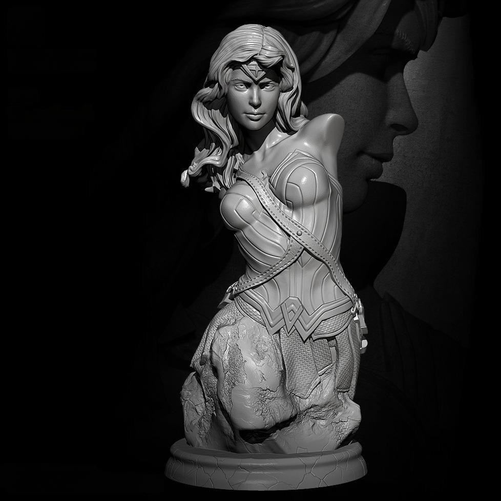 1/12 80mm BUST Resin Superhero Model Kit Wonder Woman Girl TD-2773 Unpainted