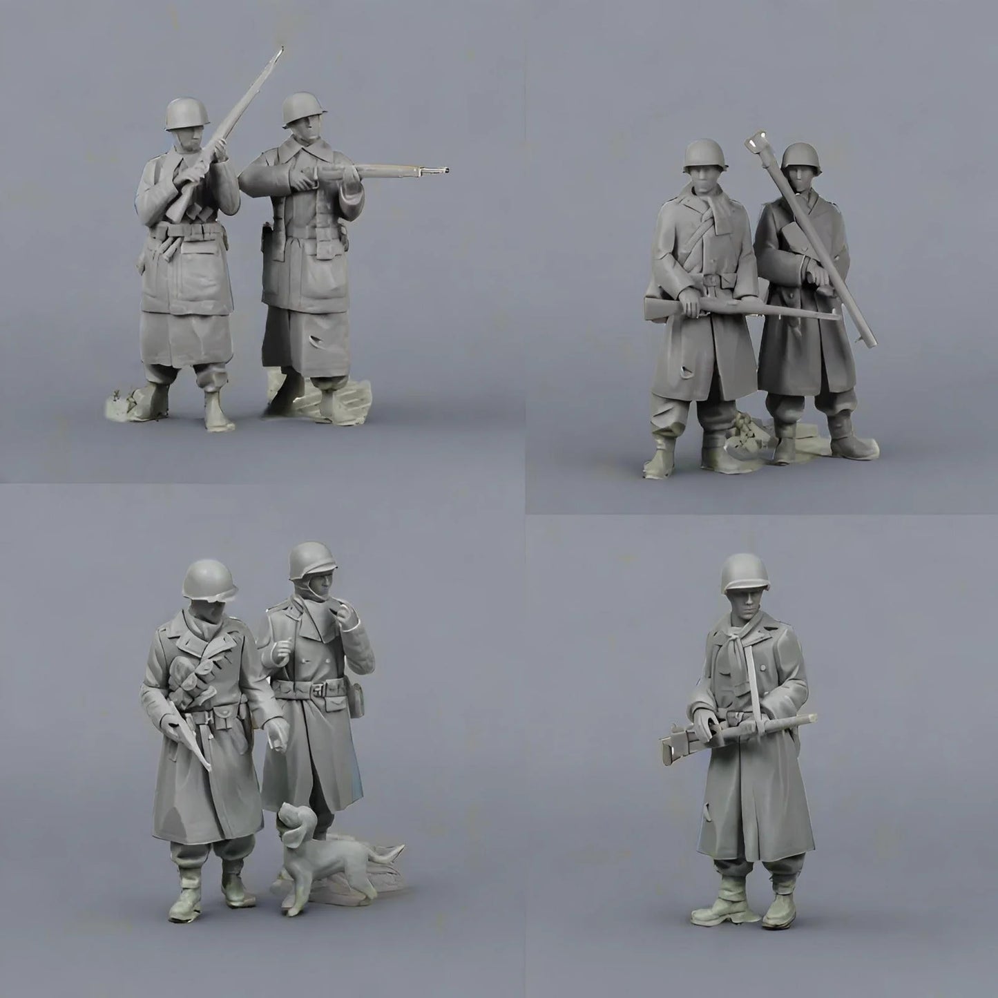 1/35 7pcs Resin Model Kit German Soldiers and US Army Infantry WW2 Unpainted