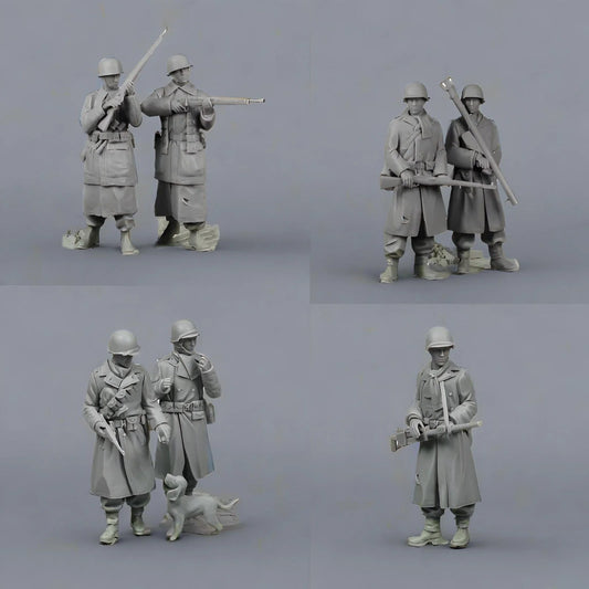 1/35 7pcs Resin Model Kit German Soldiers and US Army Infantry WW2 Unpainted
