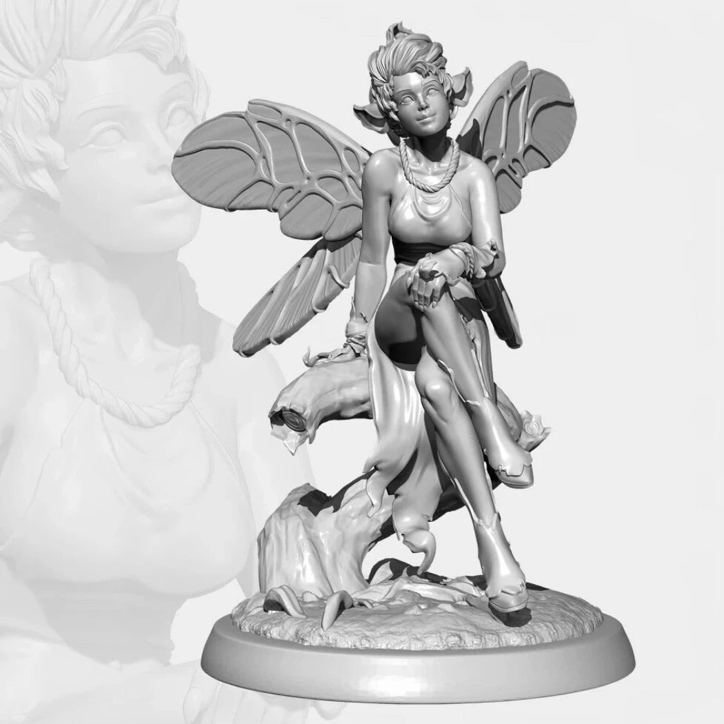 1/35 - 1/6 3D Print Model Kit Beautiful Girl Woman Fairy TD-3393 Unpainted