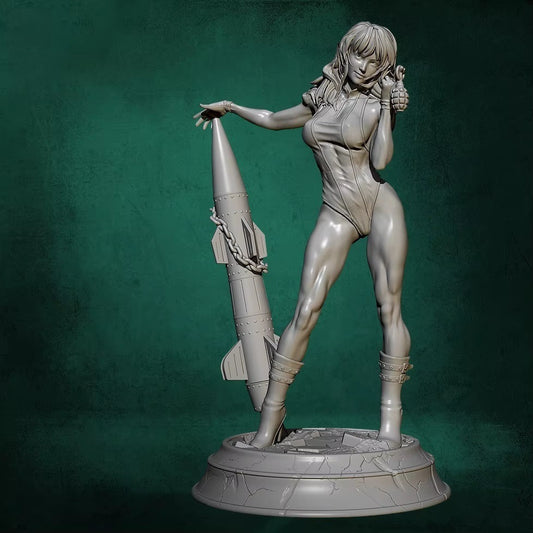 1/24 75mm Resin Model Kit Rocket Beautiful Girl Woman Pin Up Unpainted