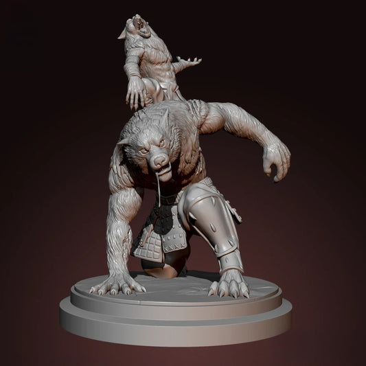 1/24 Resin Model Kit Werewolf Brothers Warriors Warcraft Unpainted