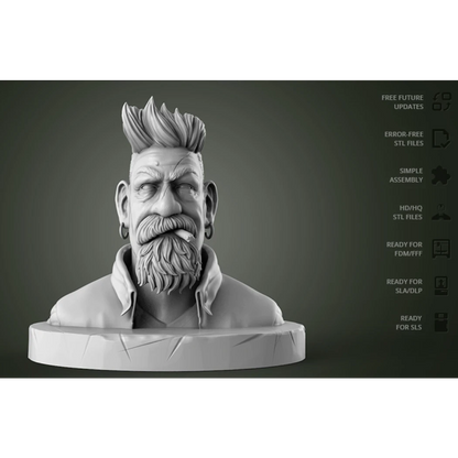 Digital STL Zombie Hunter Bust