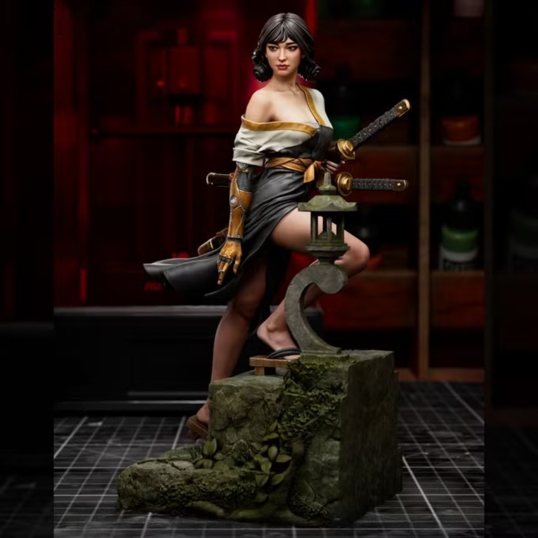 1/24 Resin Model Kit Cyberpunk Beautiful Girl Samurai Unpainted