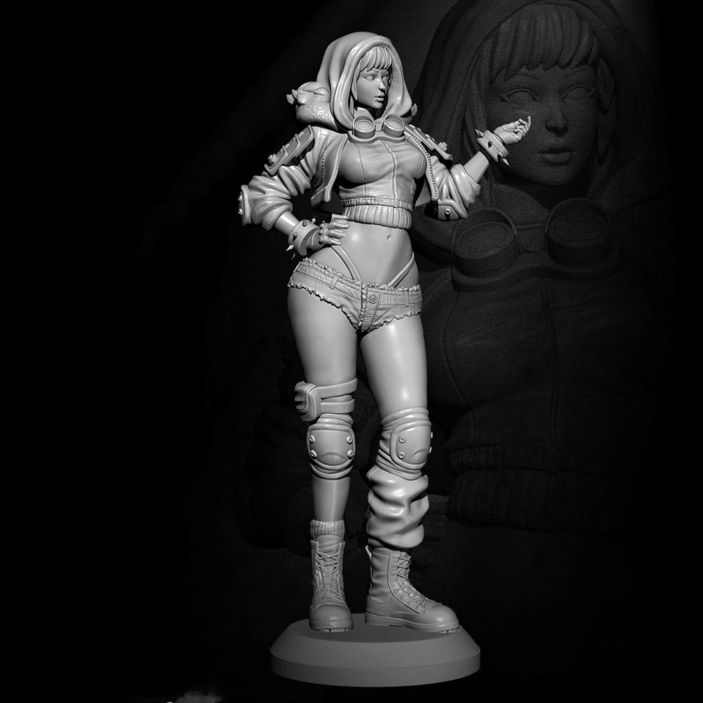 1/24 75mm 3D Print Model Kit Beautiful Girl Wanderer Raider Unpainted