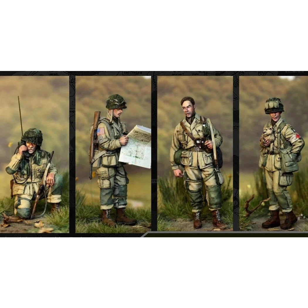 1/35 4pcs Resin Model Kit US Army Airborne Soldiers WW2 Unpainted