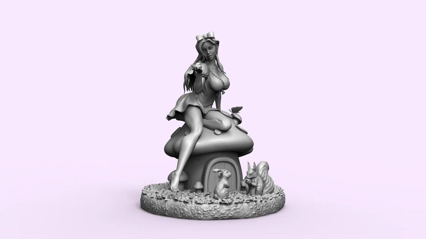 1/35 - 1/9 3D Print Model Kit Beautiful Girl Alice in Wonderland Unpainted