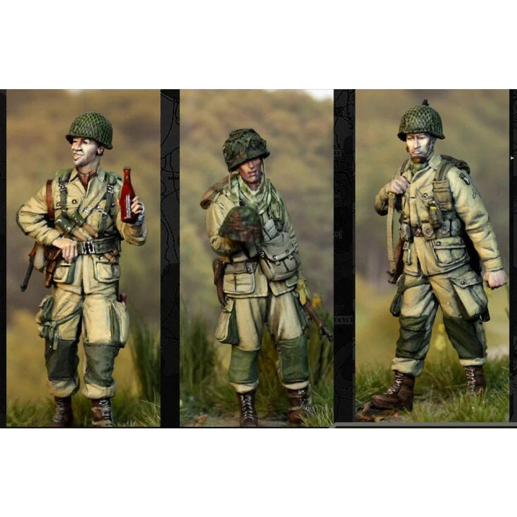 1/35 3pcs Resin Model Kit US Army Airborne Soldiers WW2 Unpainted