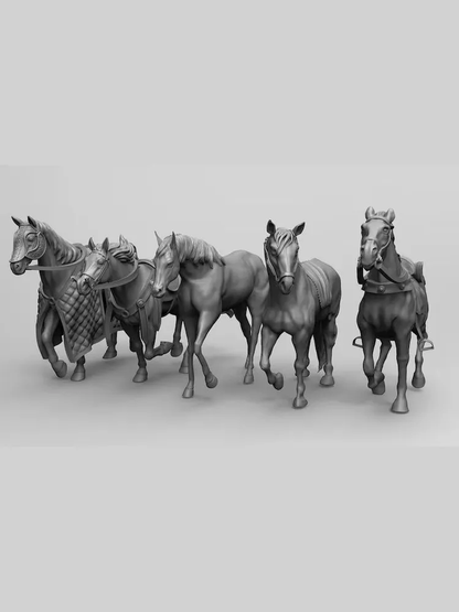 1/35 - 1/6 5pcs 3D Print Model Kit Animal Zoo Horse Unpainted