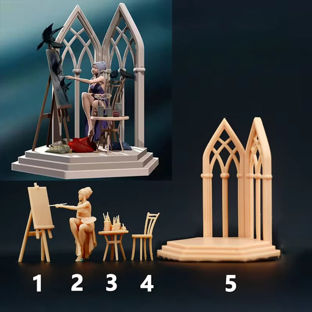 Digital STL Painters Delight Beautiful Girl