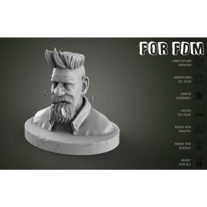 Digital STL Zombie Hunter Bust