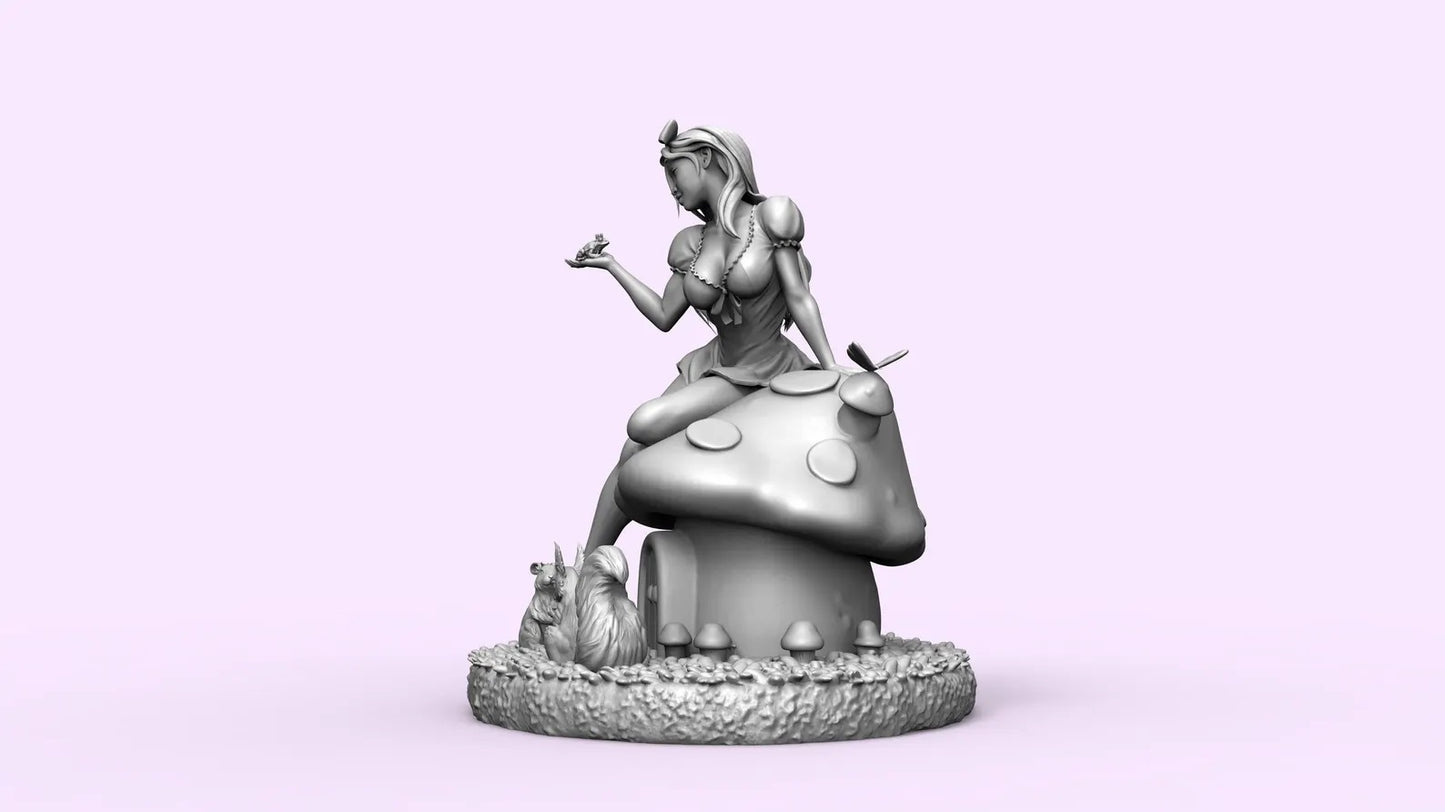 1/35 - 1/9 3D Print Model Kit Beautiful Girl Alice in Wonderland Unpainted