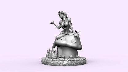 1/35 - 1/9 3D Print Model Kit Beautiful Girl Alice in Wonderland Unpainted