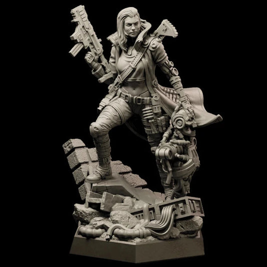 1/35 - 1/12 3D Print Model Kit Beautiful Girl Sarah Robot Hunter Unpainted