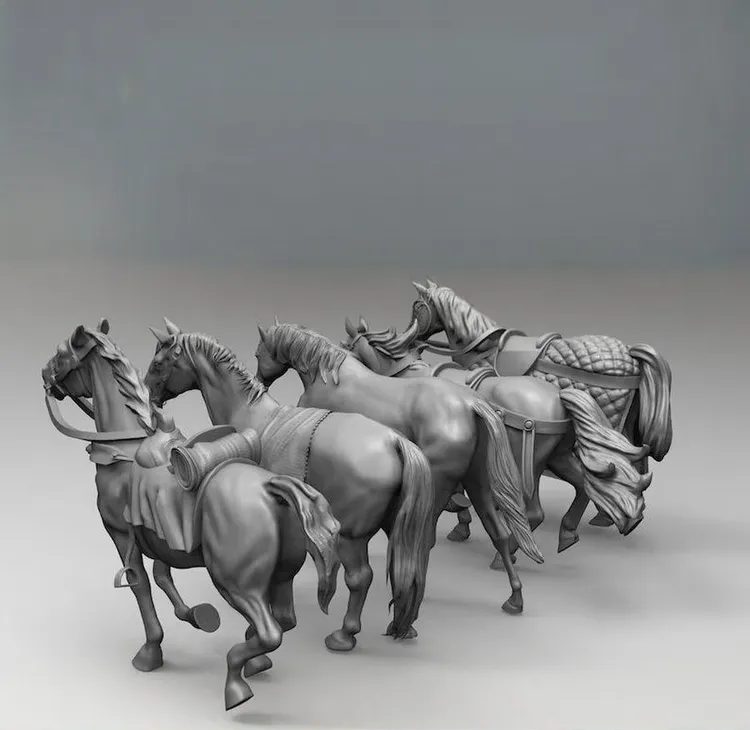 1/35 - 1/6 5pcs 3D Print Model Kit Animal Zoo Horse Unpainted