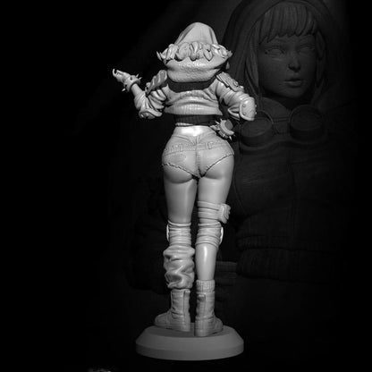 1/24 75mm 3D Print Model Kit Beautiful Girl Wanderer Raider Unpainted