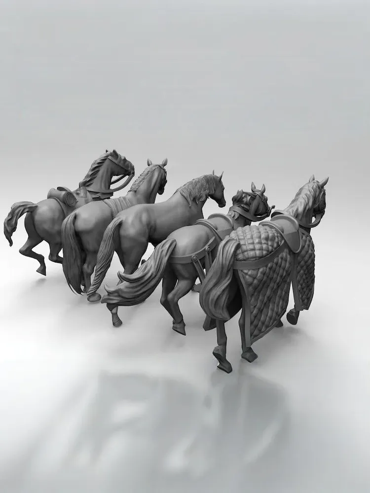 1/35 - 1/6 5pcs 3D Print Model Kit Animal Zoo Horse Unpainted