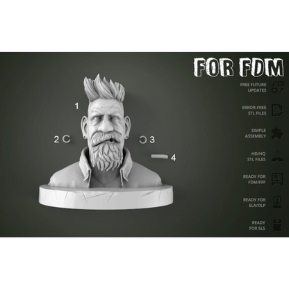 Digital STL Zombie Hunter Bust