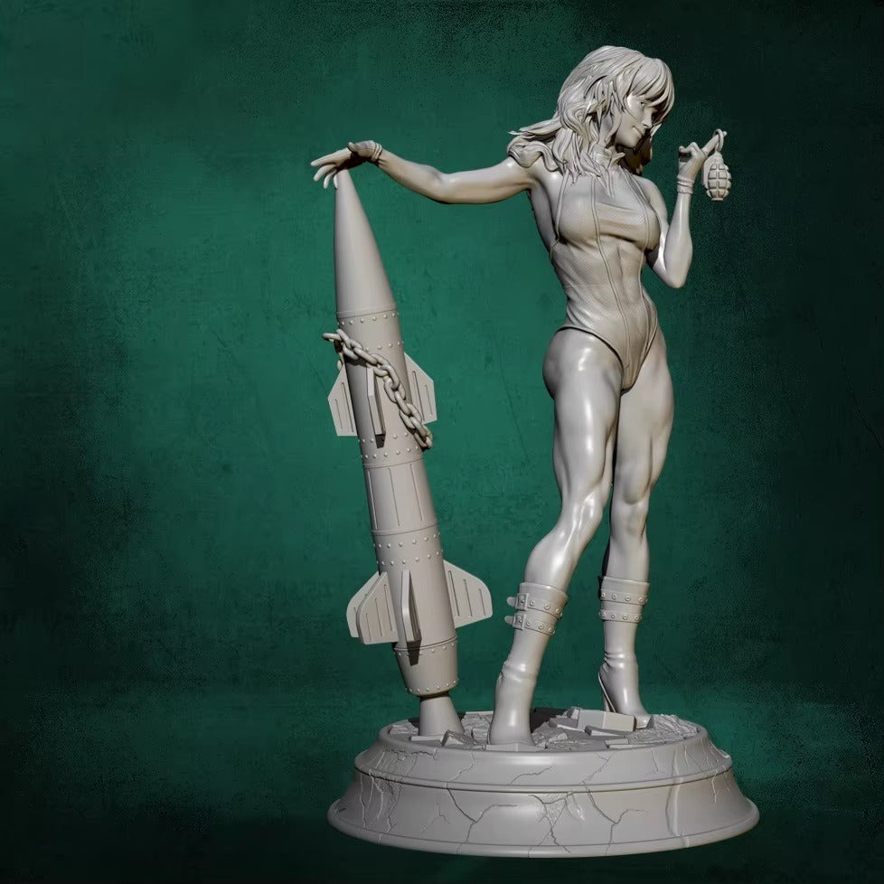 1/24 75mm Resin Model Kit Rocket Beautiful Girl Woman Pin Up Unpainted