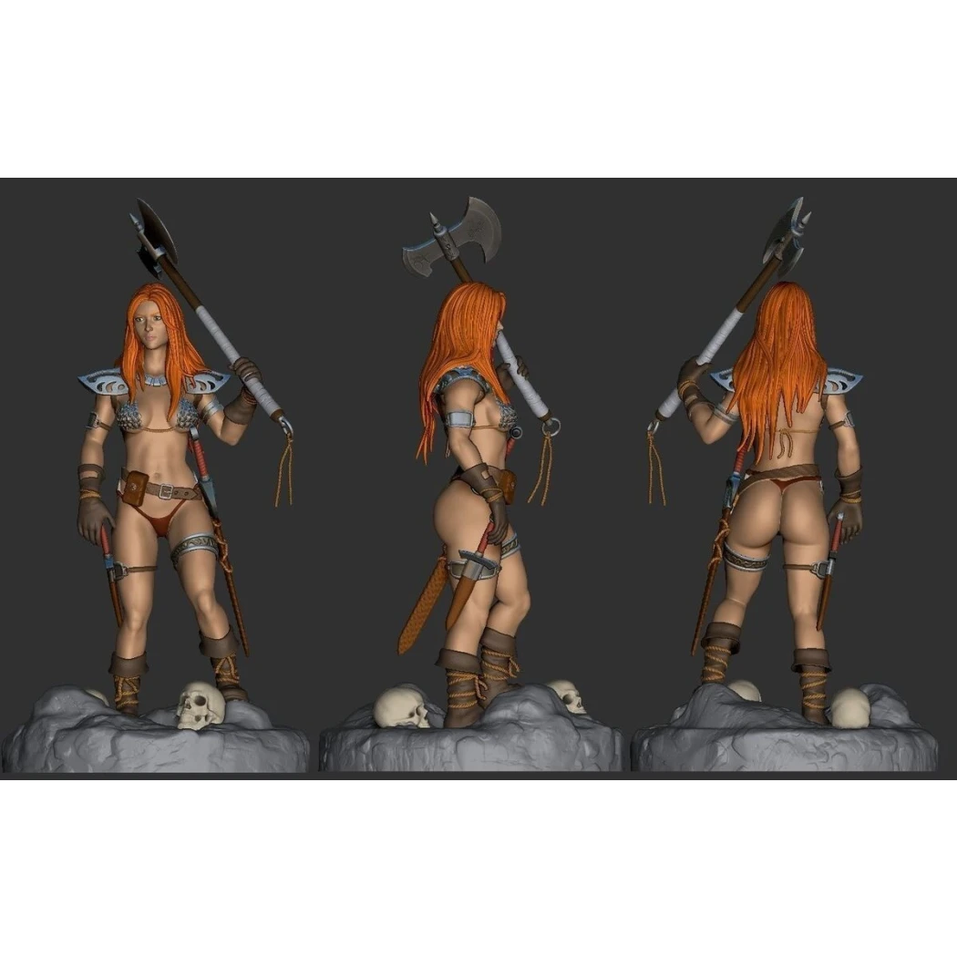 Digital STL Red Sonja 2 Barbarian Girl
