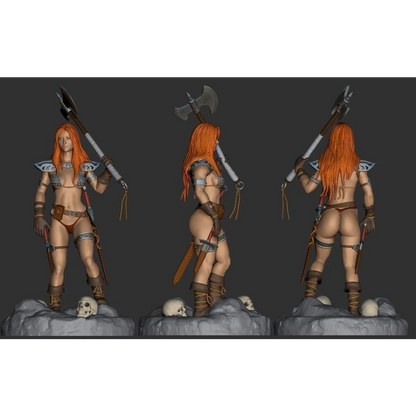 Digital STL Red Sonja 2 Barbarian Girl