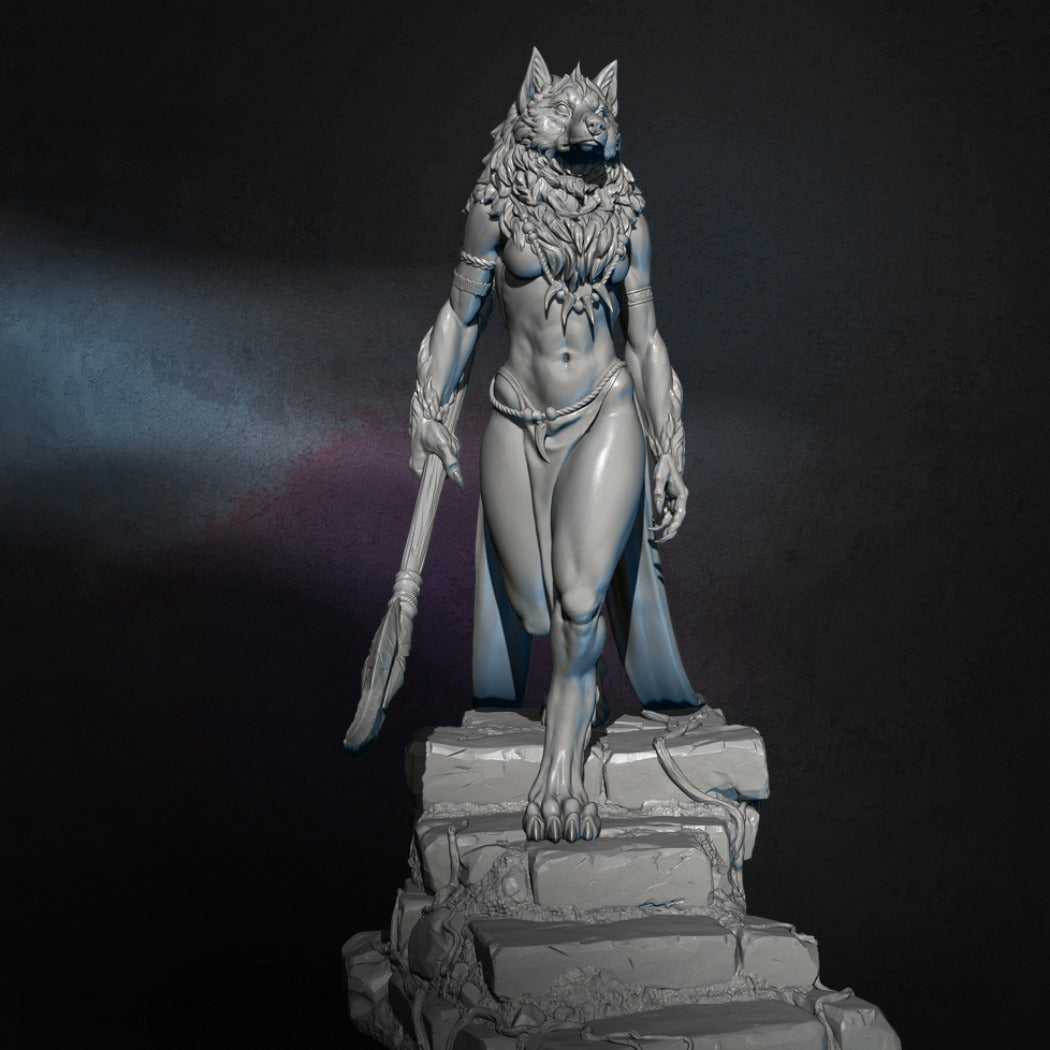 1/24 75mm Resin Model Kit Werewolf Woman Fantasy Unpainted