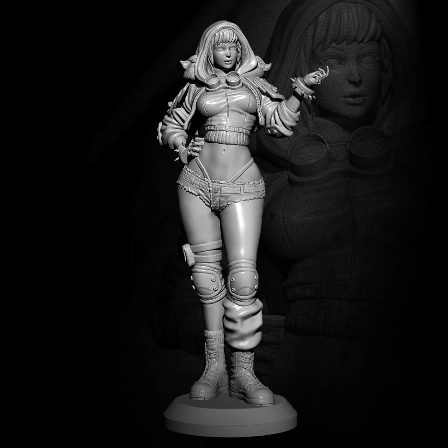 1/24 75mm 3D Print Model Kit Beautiful Girl Wanderer Raider Unpainted