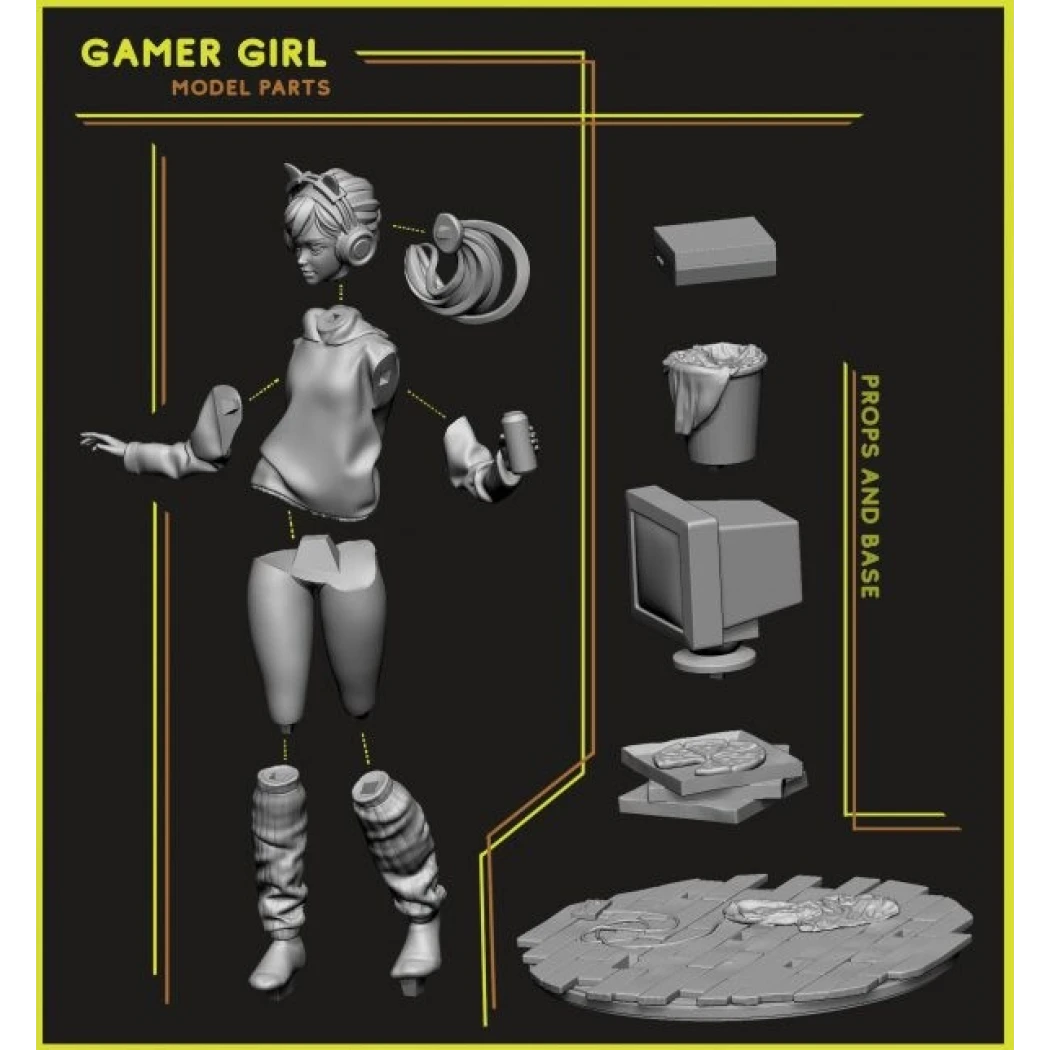 Digital STL Gamer Girl