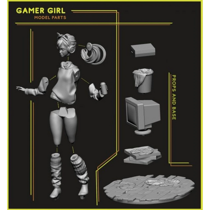 Digital STL Gamer Girl