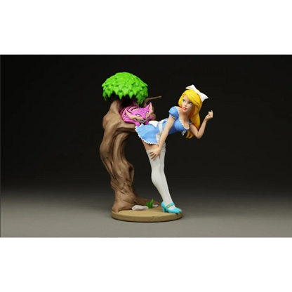 Digital STL Beautiful Girl Woman Alice and Cat