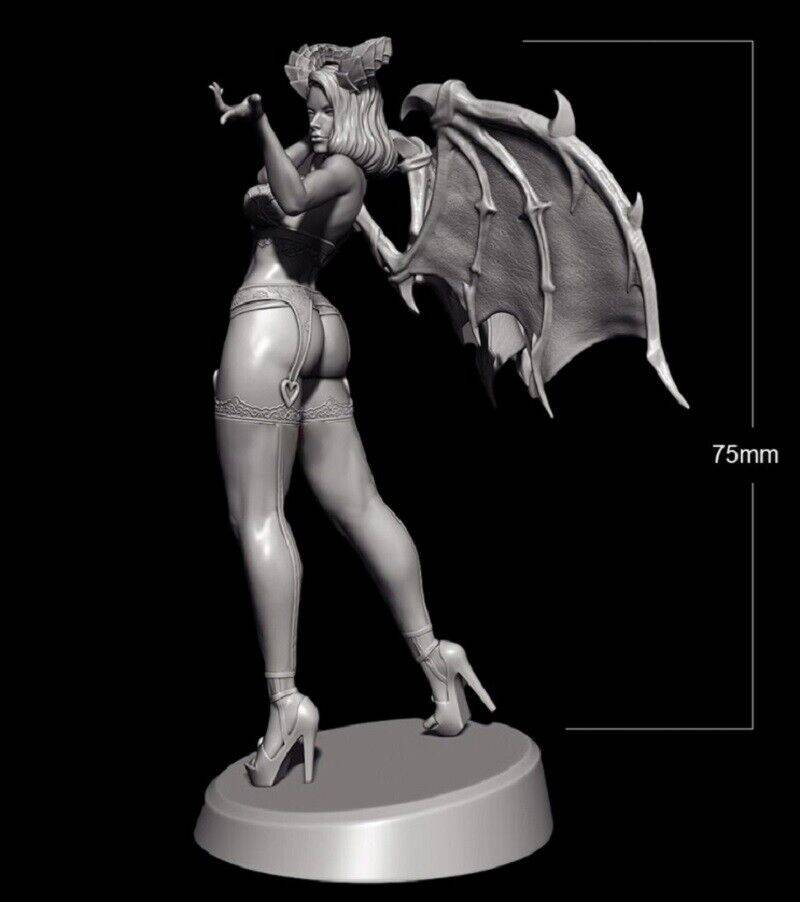 1/24 75mm 3D Print Model Kit Beautiful Girl Woman Devil Fantasy Unpainted - Model-Fan-Store