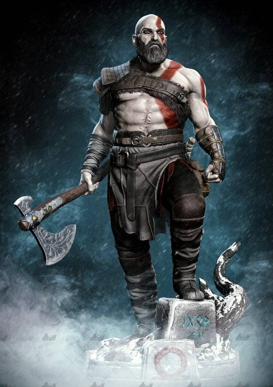 1/24 75mm 3D Print Model Kit Kratos Warrior God of War Fantasy Unpainted - Model-Fan-Store