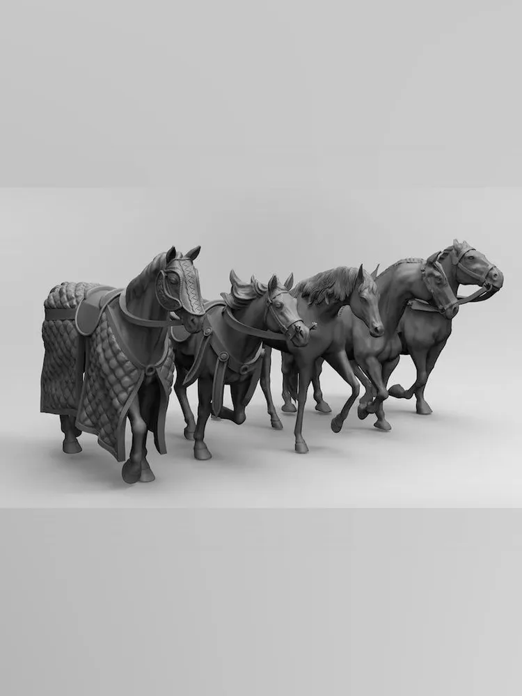 1/35 - 1/6 5pcs 3D Print Model Kit Animal Zoo Horse Unpainted
