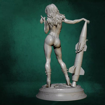 1/24 75mm Resin Model Kit Rocket Beautiful Girl Woman Pin Up Unpainted