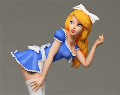 1/12 - 1/35 3D Print Model Kit Beautiful Girl Alice and Cat Unpainted