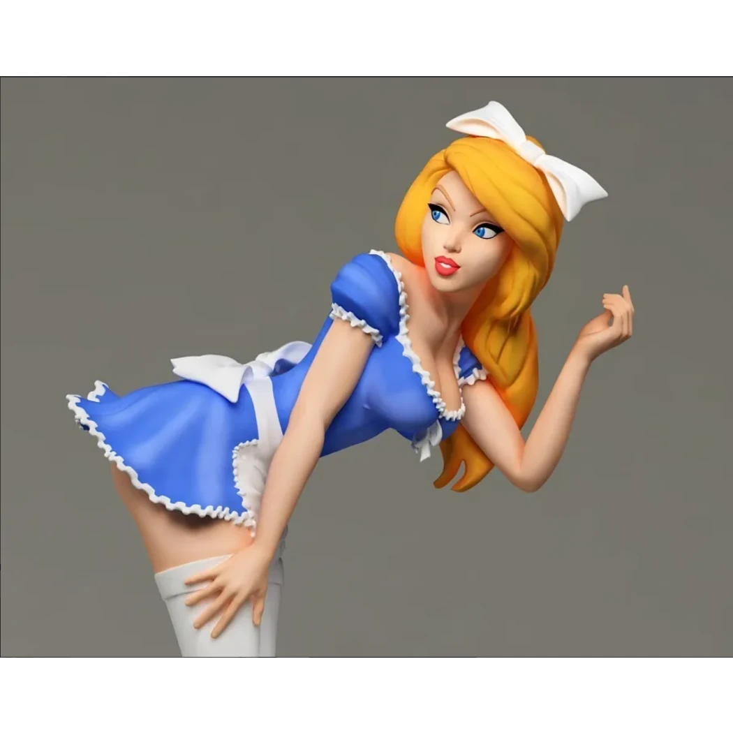 Digital STL Beautiful Girl Woman Alice and Cat