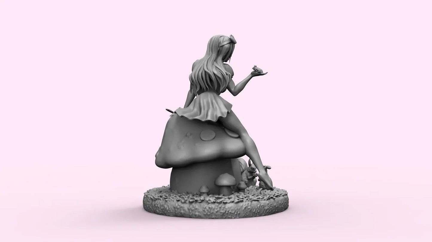 1/35 - 1/9 3D Print Model Kit Beautiful Girl Alice in Wonderland Unpainted