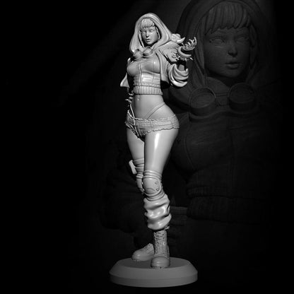 1/24 75mm 3D Print Model Kit Beautiful Girl Wanderer Raider Unpainted
