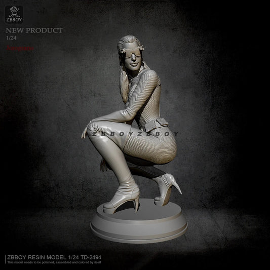 1/24 3D Print Model Kit Beautiful Girl Catwoman Unpainted